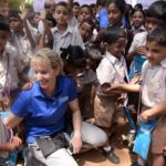 Dr. Rudden with Indian school children